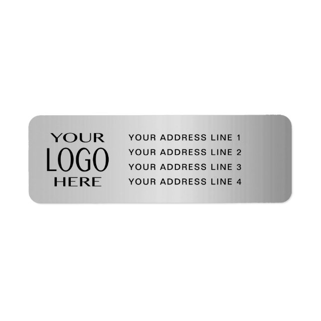 VOTRE LOGO | Faux Silver Metal Adresse de retour (Devant)