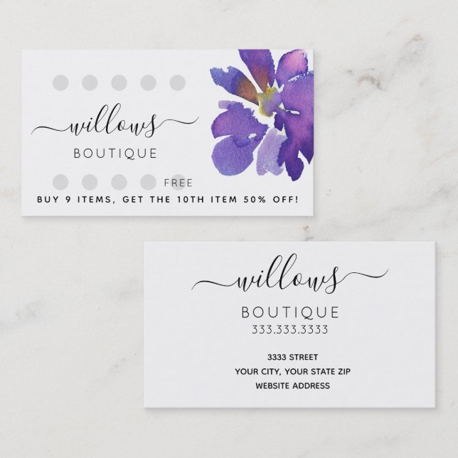 Votre logo Floral Punch Card Carte de visite (Devant / Derrière)
