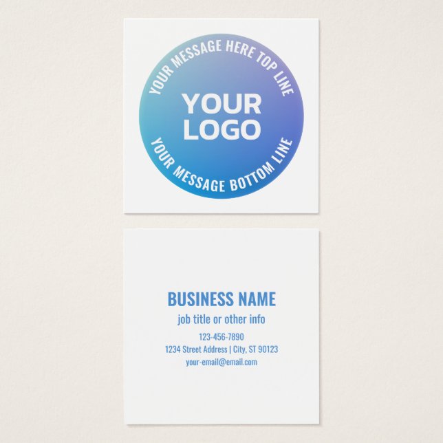 Votre logo | Ombre bleue à violet et texte circula (Devant & derrière)