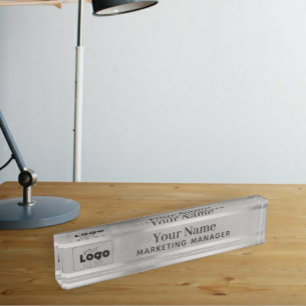 Votre logo personnalisé Plaque de nom de bureau S