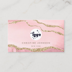 votre logo rose agate arrière - plan carte de visi