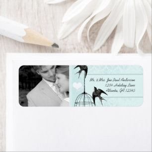 Votre Mariage Photo Vintage Bird Cage Aqua Damask