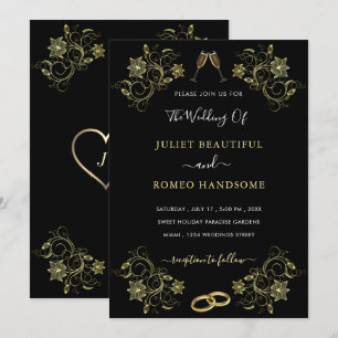 Votre Modèle de Faire-part de mariage Black Gold D