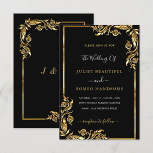 Votre Modèle de Faire-part de mariage Black Gold D