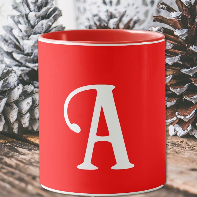 Votre monogramme audacieux en Mug rouge vif (Créateur téléchargé)