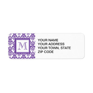 Votre monogramme, motif pourpre foncé 2 de damass