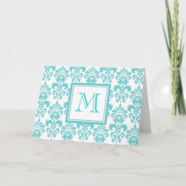 Votre monogramme, motif turquoise 2 de damassé (Devant)