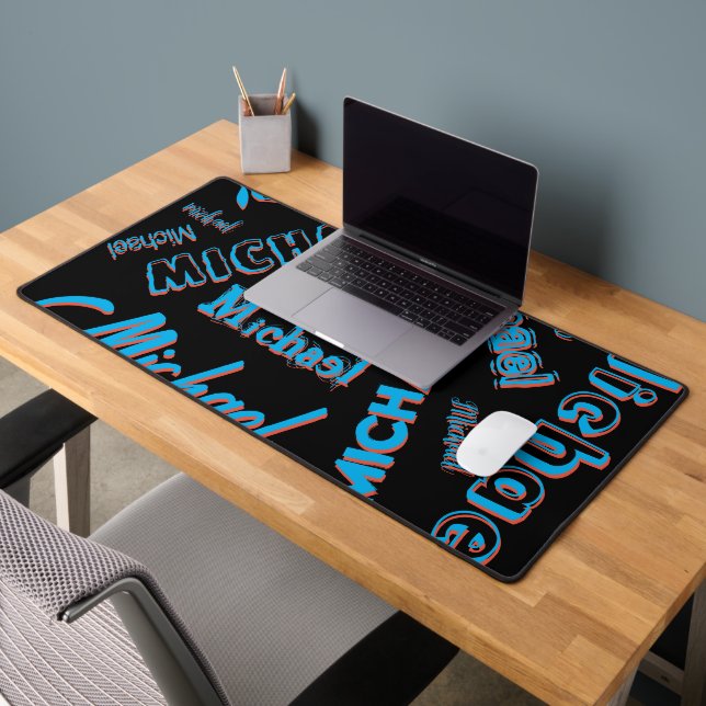 Votre motif de nom monogramme bleu rouge couleur n (Bureau 2)