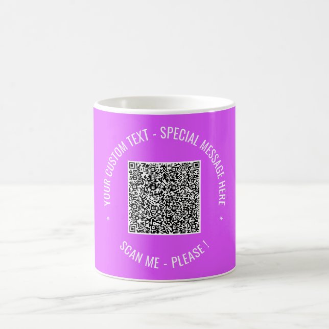 Votre mug de café avec code QR avec texte et coule (Centre)