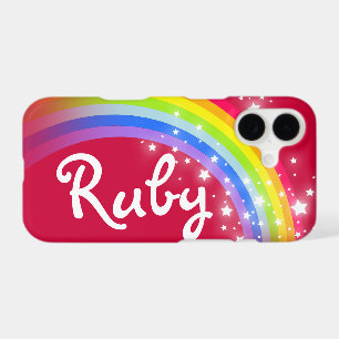 Votre nom 4 lettre arc-en-ciel rouge coque iphone