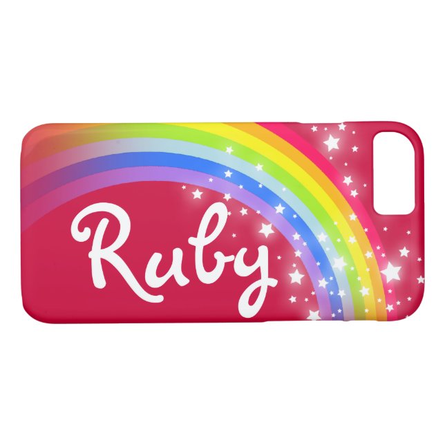 Votre nom 4 lettre arc-en-ciel rouge coque iphone (Dos (Horizontal))