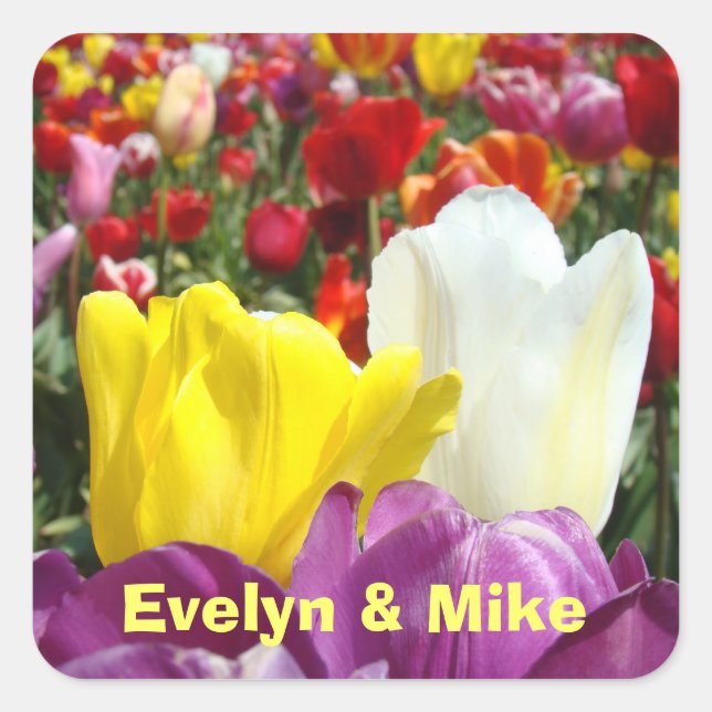 Votre nom autocollant Tulip Flowers Son nom (Devant)