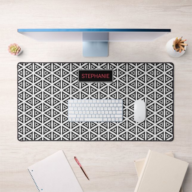 Votre nom Crisp Triangle noir et blanc Motif (Bureau 1)