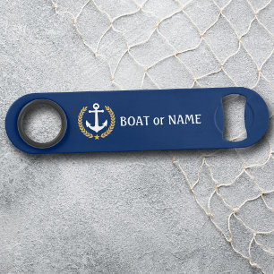 Votre nom de bateau Ancre Gold Style Laurel Blue
