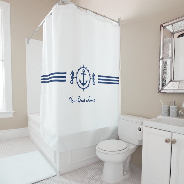Votre nom de bateau Seahorse Ancre Douche rideau s (En situation)