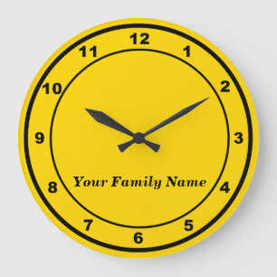 Votre nom de famille sur une horloge murale ronde