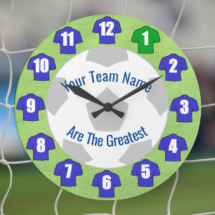 Votre Nom D'Équipe Football Horloge - Chemises Ble