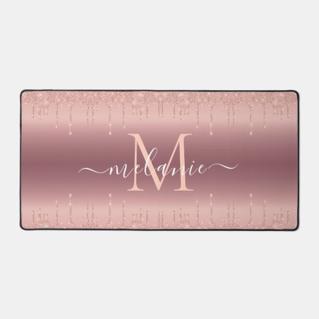 Votre nom et lettre Rose Gold Desk Mat (Recto)