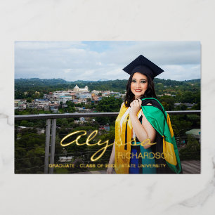 Votre nom et photo Gradué Faire-part à huile foncé