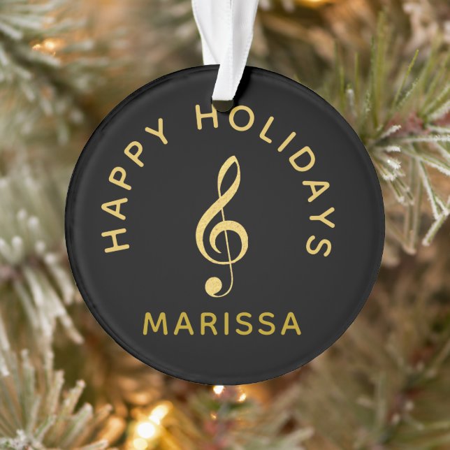 Votre nom ici Black and Gold Treble Clef (Arbre)