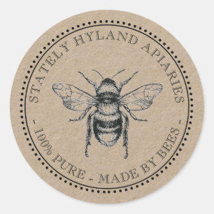 Votre nom ici Kraft Vintage Miel Jar Lid Étiquette