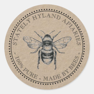 Votre nom ici Kraft Vintage Miel Jar Lid Étiquette