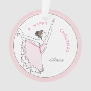 Votre nom ici Ornement de Noël Pink Ballerina