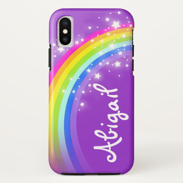 Votre nom lettre arc-en-ciel violet coque iphone (Dos)