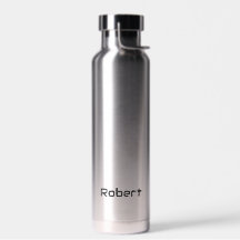 Votre nom Modern Masculine Bouteille d'eau d'argen