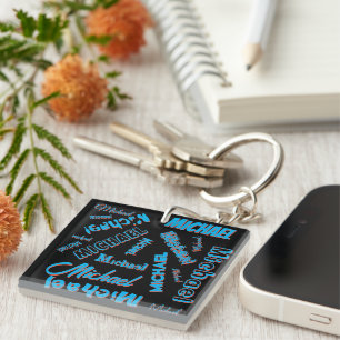Votre nom motif monogramme bleu rouge noir
