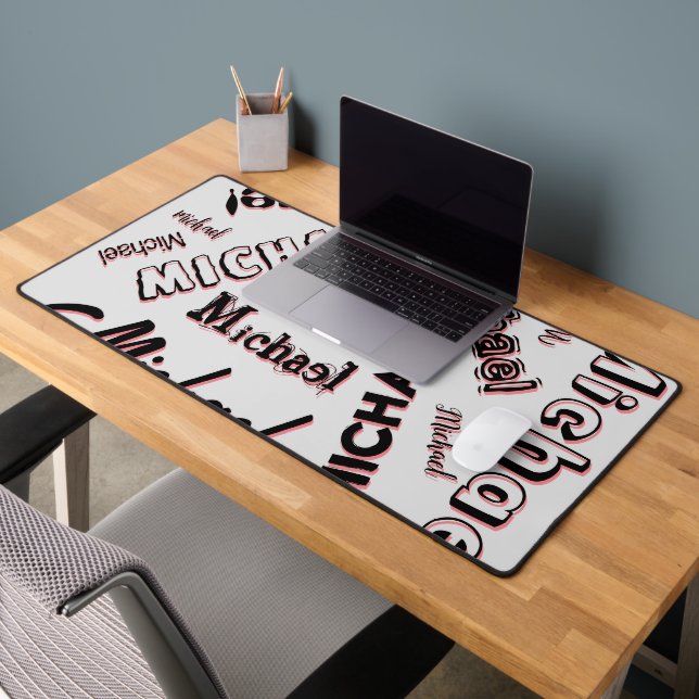 Votre nom motif monogramme rose couleur ombre (Bureau 2)