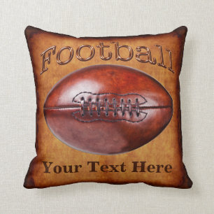 VOTRE NOM, NUMÉRO Coussin de football vintage le p