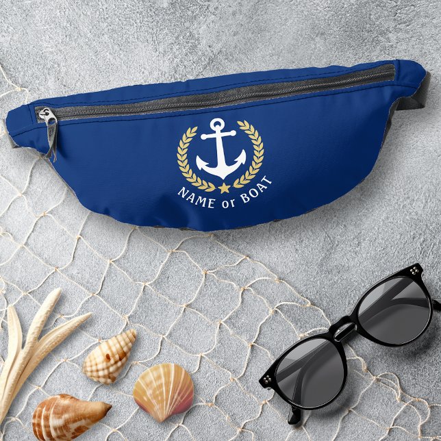 Votre nom ou Ancre de bateau Gold Laurel Star Navy (Créateur téléchargé)