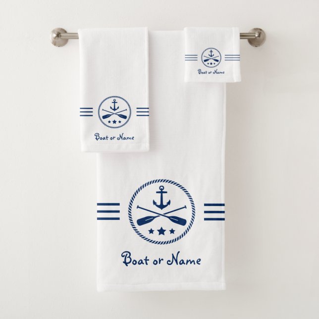 Votre nom ou bateau Ancre nautique et aviron crois (En situation)
