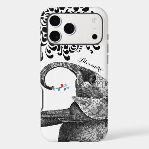 Votre nom ou citation Black Hindi Motif Elephant