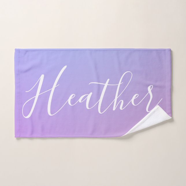 Votre nom ou mot | Rose et bleu violet (Serviette à main)