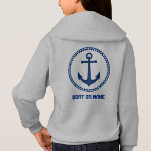 Votre nom ou nom de bateau Ancre maritime Gris et 