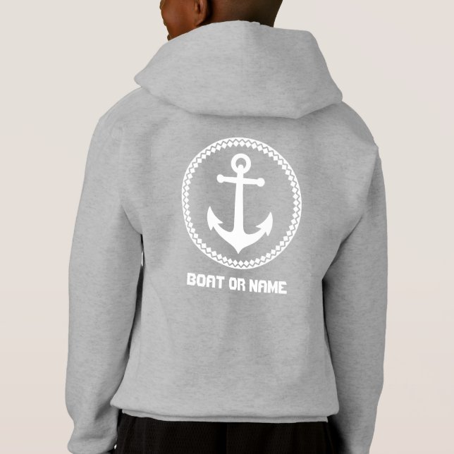 Votre nom ou nom de bateau Sea Ancre Blanc et gris (Dos)