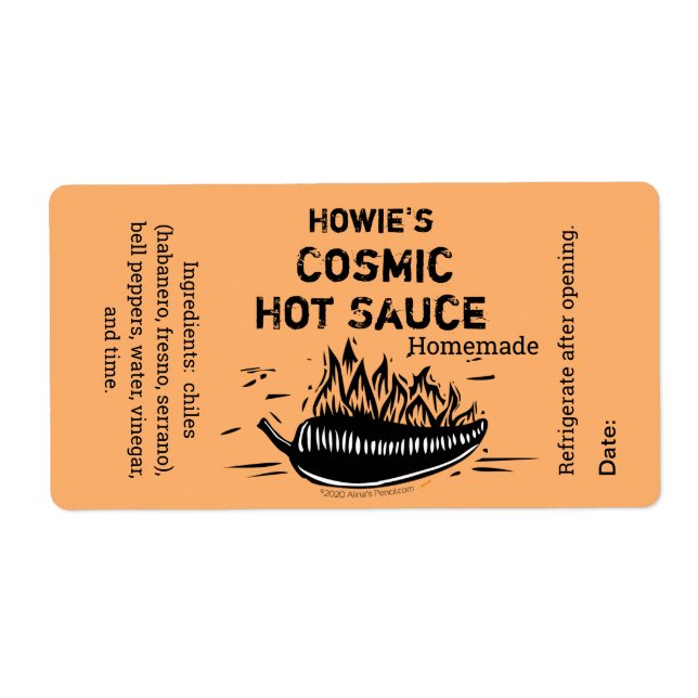 Votre nom Sauce chaude bois de sciage de chili de  (Devant)