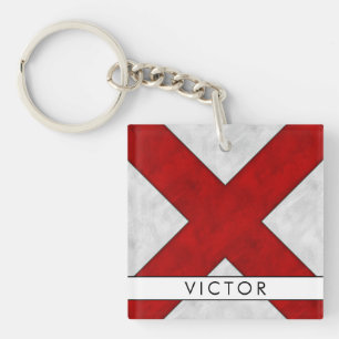 Votre nom + Signal Nautique Drapeau V Victor