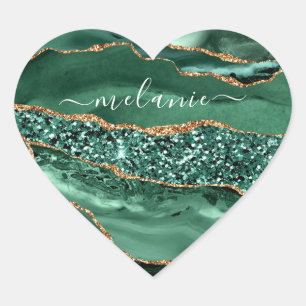 Votre nom Sticker Agate Green Gold Parties scintil