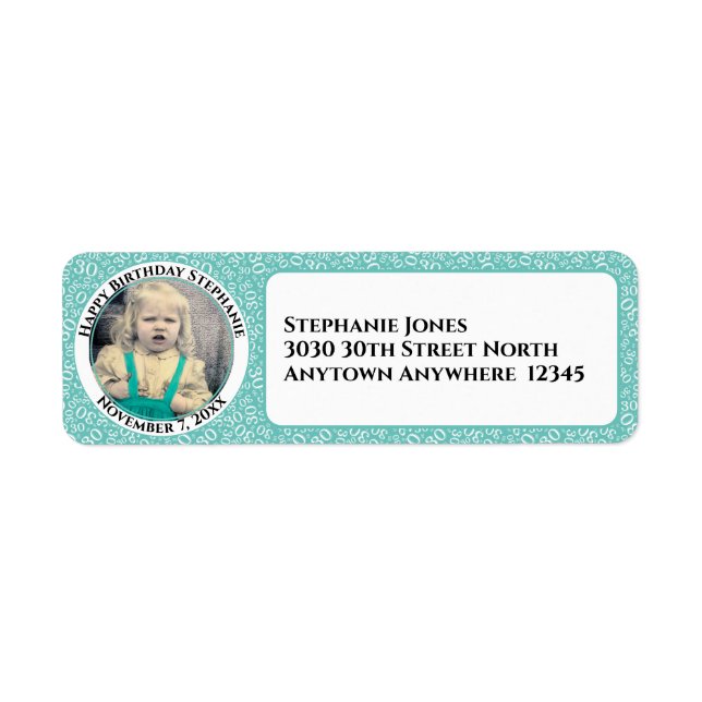 Votre photo 30e anniversaire Numéro Patten Turquoi (Devant)