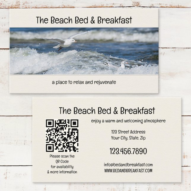Votre photo Bed and Breakfast Beach Carte de visit (Créateur téléchargé)