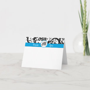 Votre photo Black Damask Aqua Borders Merci