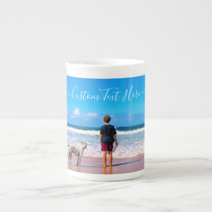 Votre photo Bone China Mug avec texte personnalisé