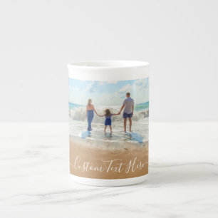 Votre photo Bone China Mug avec texte personnalisé