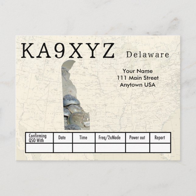 Votre photo Découpe en forme du Delaware Carte QSL (Devant)