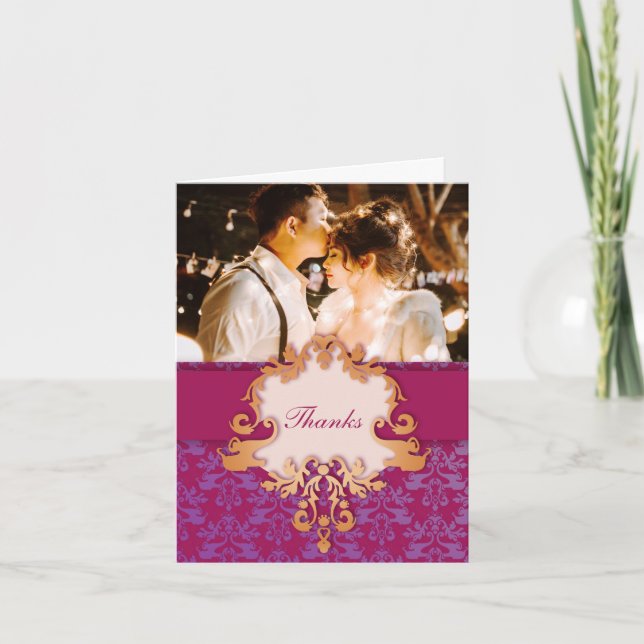 "Votre photo" éléphant mariage carte "Merci" (Devant)