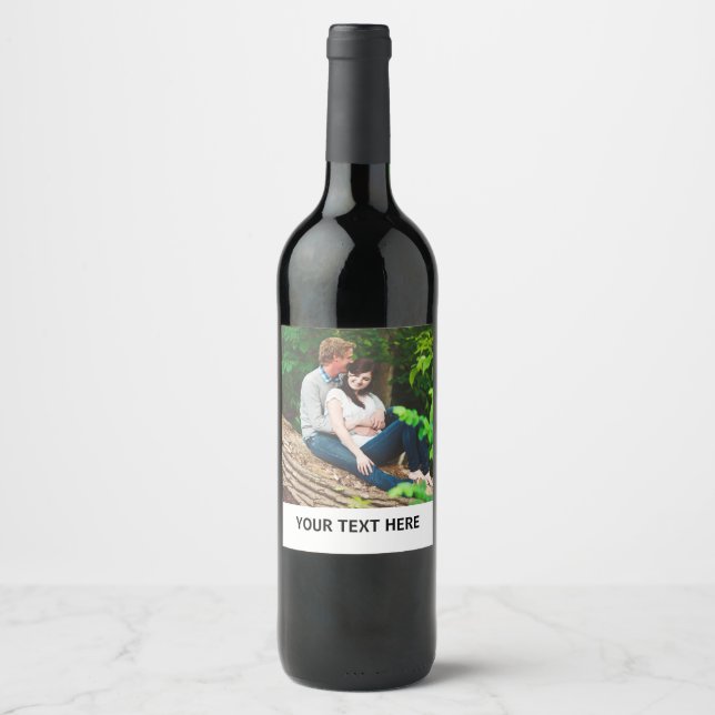 Votre photo et votre texte Étiquettes de vin perso (Devant)