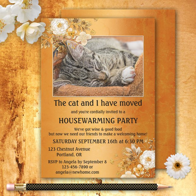 Votre Photo Gold Moving Houseécher Invitation (Créateur téléchargé)